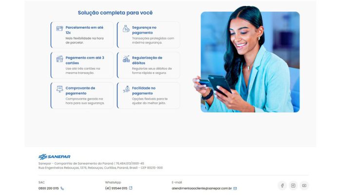 Foto: Sanepar Sanepar disponibiliza pagamento de fatura com cartão de crédito pelo site